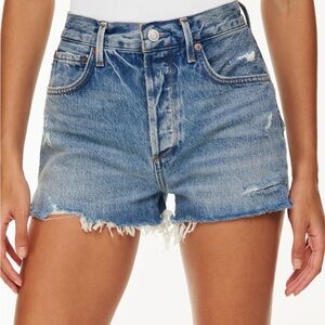 Agolde Jaden high-Rise Distressed Denim Shorts - Blue